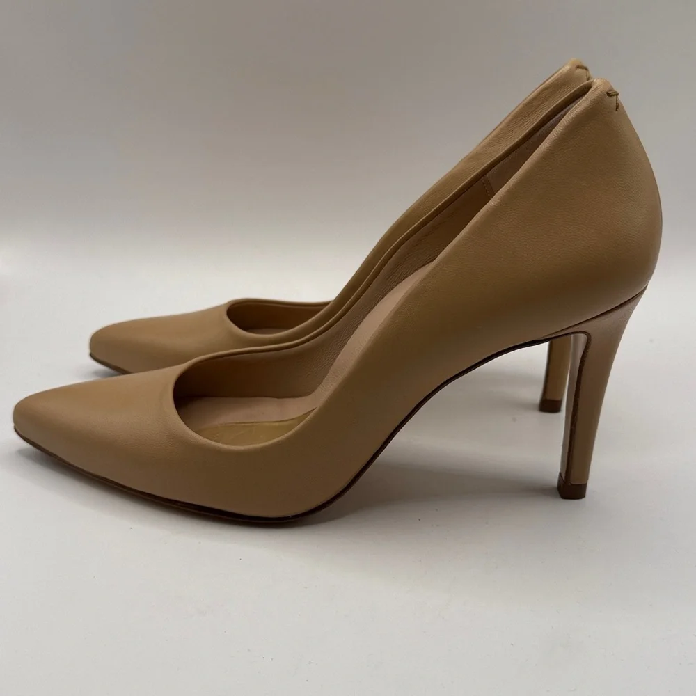 Classic Pointed-Toe Nude Leather Pumps - Women
